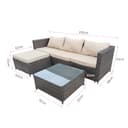 COZYBRITE Garden Furniture Rattan Corner Sofa Set with Glass Coffee Table Ottoman for Patio Outdoor Lounge All-weather SFS066 (Mix Dark Natrual Brown+Brown Cushion) - 4