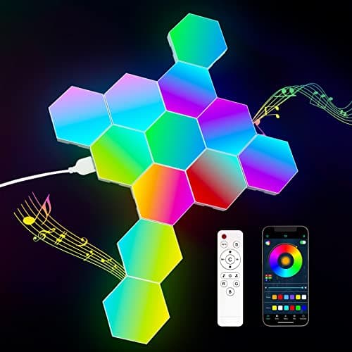 KIMIMARA Esagonali Muro LED Luci - 12 Pcs Pannelli LED Luci Esagonale Gaming RGB Pannelli Sincronia Musica Esagoni Pannello Wall Luce per Gaming Stanza