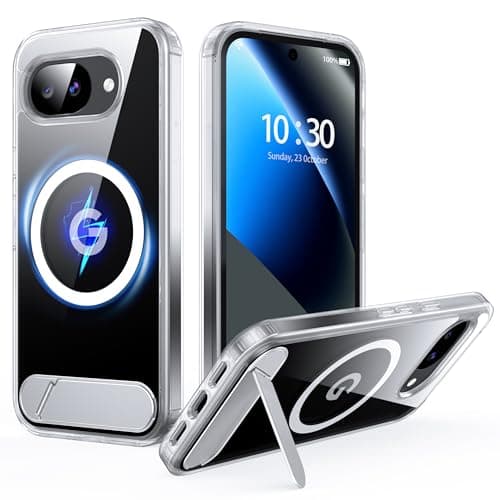 FNDMIL for Google Pixel 10a Case with MagSafe[Invisible Kickstand] [Charge While Standing] [Military Shockproof] [Anti-Yellowing] Transparent Soft Silicone Bumper Pixel 10a Phone Case,Clear