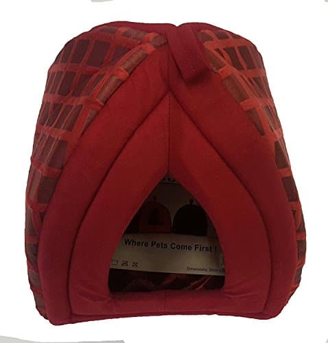 New Large Size Luxury Pet Igloo Dog Cat Soft Comfy House Bed Igloo (Red)