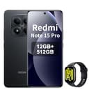 XIAOMI Redmi Note 15 Pro 4G Smartphone 12+512 GB – 6500-mAh-Akku, 200-MP-Kamera, IP65-Wasserschutz, 6,77" FHD+ AMOLED-Display, Schwarz, Included Watch 5 Active - 1