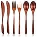 HJZHII Nanmu 6-Piece Wooden Cutlery for Eating, Wooden Spoons, Forks, Scrapers, Reusable Wooden Cutlery Set, Cutlery Set for Daily Use at Home, Travel and Camping - 1