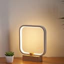Lampada da tavolo a LED in legno, lampada da comodino con temperatura a 3 colori, luce notturna da comodino per camera da letto, illuminazione a LED dimmerabile, piccole lampade da tavolo per - 1