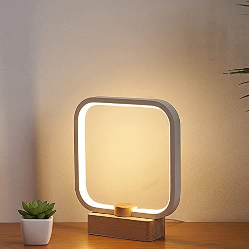 Lampada da tavolo a LED in legno, lampada da comodino con temperatura a 3 colori, luce notturna da comodino per camera da letto, illuminazione a LED dimmerabile, piccole lampade da tavolo per