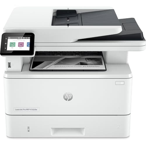HP Laserjet Pro MFP 4102dw 2Z622F, Stampante Multifunzione A4, Stampa Fronte e Retro Automatico in b/n, 42 ppm, USB Host, Wi-Fi, Ethernet, ADF, Smart, Bianca