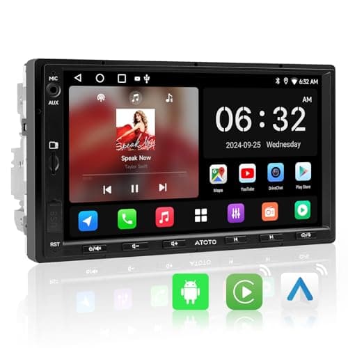 ATOTOZONE A5L Autoradio 2 Din Android, 7" Stereo auto bluetooth con schermo, 2G+32G, CarPlay Android Auto Wireless, Tethering via WiFi/BT/USB, MirrorLink, 24B-EQ DSP, FM/RDS/GPS/SWC,Chat AI