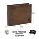 Berliner Bags Portafoglio Uomo in Vera Pelle con Protezione RFID, 4 Carte, 2 Scomparti Banconote, Portamonete, Tasca Documenti, Gettone Carrello, Scatola Regalo – Marrone - 8