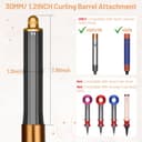 ZEPHBLOW 30mm/1.2 Inch Curling Barrel for Dyson Airwrap, Long Hair Curling Roller Barrels Compatible with Airwrap HS01/05/08, Self-Curling Replacement Attachment for Part No.971888-07, Gold - 2