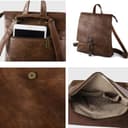 Kiepoar Damen Rucksack Leder Modischemit Mittelgroß Diebstahlschutz, Umhängetasche aus Echtem Handtasche 3-in-1 Lederrucksack für Uni Arbeit Schule Reise - 7