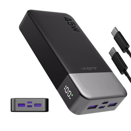 Banco de energía JUOVI Carga rápida, 20000mAh 45W Cargador portátil, Samsung Super Carga rápida con Pantalla LED Cargador de teléfono portátil, USB C Power Bank para MacBook, para iPhone 15 14 13 Pro