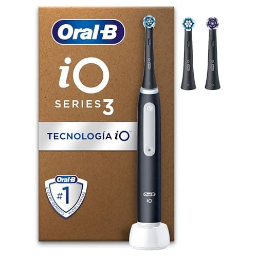 Oral-B iO 3 Cepillo de Dientes Eléctrico Negro con 3 Cabezales, 3 Modos De Cepillado Con Blanqueamiento Dental, Sensor De Presión y Temporizador, Diseñado por Braun
