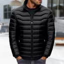 Piumino Uomo Invernale Trapuntato Tinta Unita Casual Cappotto Con Tasche Spesso Caldo Piumino senza Cappuccio Impermeabile Trekking Giubbotto Con Cerniera Addensare Antivento Giacca Manica Lunga - 2