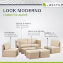 Juskys set di mobili da giardino Salou in polyrattan - Salotto resistente alle intemperie per 6 persone - Con tavolo e cuscini - Per ambienti esterni come giardino, balcone, terrazza - Crema/sabbia - 7