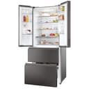 Haier FD 70 Serie 3, Frigorifero French Door, 2 Porte + 4 cassetti, 402 Litri, Total No Frost, Air Surround, My Zone, Libera Installazione, Classe E, (AxLxP) 177,5x70x68,8 cm, Dark Inox- HFR3718ENMD - 3