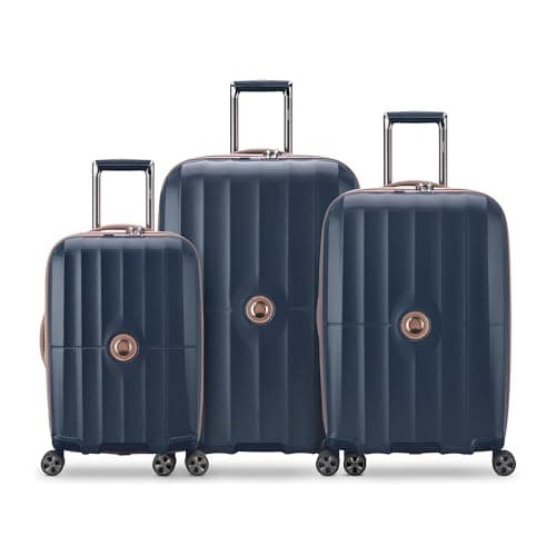 DELSEY PARIS St. Tropez Hardside Expandable Luggage with Spinner Wheels, Navy, Checked-Medium 24 Inch, St. Tropez Hardside Expandable Luggage with Spinner Wheels