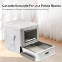 Marchul Cassetta Igienica per Gatti Chiusa in Acciaio Inossidabile con Coperchio e Design a Cassetto, XL, con Paratie Anti-Perdite, Paletta e Tappetino, Antiodore, Con base migliorata - 4