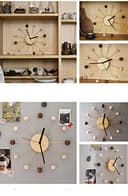 SHISEDECO Art Ball Clock in Wood and Bamboo, Decorative Modern Silent Wall Clock for Home,Bedroom,Kitchen,Living Room,Office etc. - Creative Wooden Mid Century Retro Design (Wood Bamboo Natural) - 8