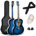 3rd Avenue Pack de guitarra acústica de tamaño estándar 4/4 con cuerdas de acero para principiantes de 3rd Avenue, funda de transporte, púas y cuerdas de repuesto, Azul - 1