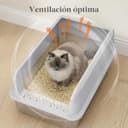 Lifewit Arenero Gato Acero Inoxidable con Pala, Caja de Arena para Gatos Grande, Arenero Gatos para Salón, Dormitorio, 58 x 38 x 26 cm, Gris - 5