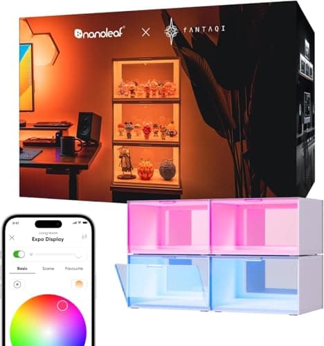 Nanoleaf Smart LED Shoe Boxes Sneaker Display Case, Stackable Shoe Storage Organizers, Collection Crate, Figures & Collectibles Showcase (4-Pack Starter Kit)
