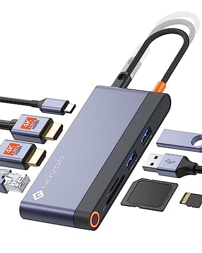 NOVOO USB C Docking Station 4K@60Hz Dual HDMI Gigabit Ethernet 8-in-1 USB C Hub Adapter mit Dual HDMI,PD 100W,2 USB-A, SD&TF für MacBook Air/Pro M2, Dell, XPS 15,HP, Lenovo und mehr Typ C Geräten