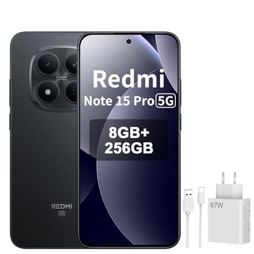 XIAOMI Redmi Note 15 Pro 5G Smartphone 8+256 GB – 6580-mAh-Akku, IP66/IP68 Staub- und Wasserschutz, Neue 200-MP-Kamera, 6,83" AMOLED-Display, Schwarz,Included 67W HyperCharge Combo
