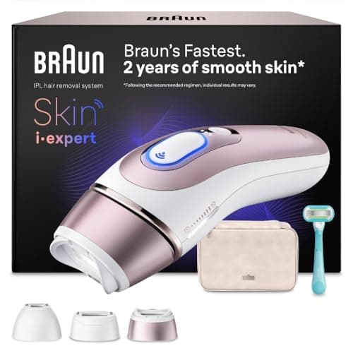 Braun Smart IPL Geräte Haarentfernung Skin i·expert 7 — Professionelle Dauerhafte Laser Haarentfernung für Zuhause, Designed in Germany — Inkl. Etui, Venus Rasierer, 3 Aufsätze — PL7311, Weiß/Rosegold