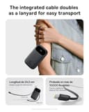 Baseus Powerbank 45W 20000mAh con 2 Cables USB-C Integrados, Power Bank PD3,0 QC4,0 Baterías Externas Carga Rapida, 3 C 1 A, Cargador Portátil para iPhone 17/16/15 Pro MAX, Samsung, Negro - 4