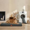 WAVVE Cama Perro Extra Grande Ortopédica 112x81x7.6 cm, Colchon Perro Impermeable Lavable Desenfundable, Colchoneta Perro con Espuma De Caja De Huevos, Irrompible Dog Bed XXL, Gris - 5