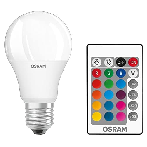 Osram Lámpara LED Star + Classic A RGBW, forma de bombilla con casquillo E27, regulable y control de color mediante control remoto, reemplaza 60 vatios, blanco cálido - 2700 Kelvin, paquete de 1