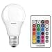 Osram Lámpara LED Star + Classic A RGBW, forma de bombilla con casquillo E27, regulable y control de color mediante control remoto, reemplaza 60 vatios, blanco cálido - 2700 Kelvin, paquete de 1 - 1
