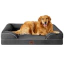 EHEYCIGA Orthopädisches Hundebett Grosse Hunde, 112x81cm, Memory Foam Hundekorb XL, Waschbar Hundesofa Wasserdicht rutschfest, Hundecouch mit Hohem Rand, Dunkelgrau - 1