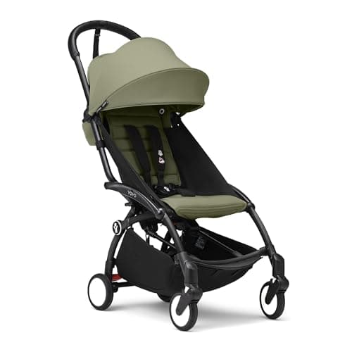 Passeggino Stokke YOYO3 da 6 mesi - Include telaio nero/cuscino seduta Olive + Capottina - Si ripiega e si apre in un lampo - Leggero e compatto - Compatibile con il bagaglio a mano
