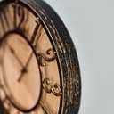 K&L Wall Art große Vintage Wanduhr industrielle Landhaus Wanduhren Holz-Metalloptik ohne Tickgeräusch lautlose Uhr (Farmhouse Brown, Ø 50cm) - 2