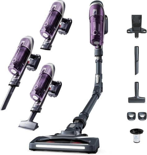 Rowenta XForce Flex 8.60 Allergy Care - Aspiradora escoba sin cable con gran potencia, batería extraíble de 22 V hasta 35 minutos de autonomía, tubo flexible y sistema led en el cabezal RH9638