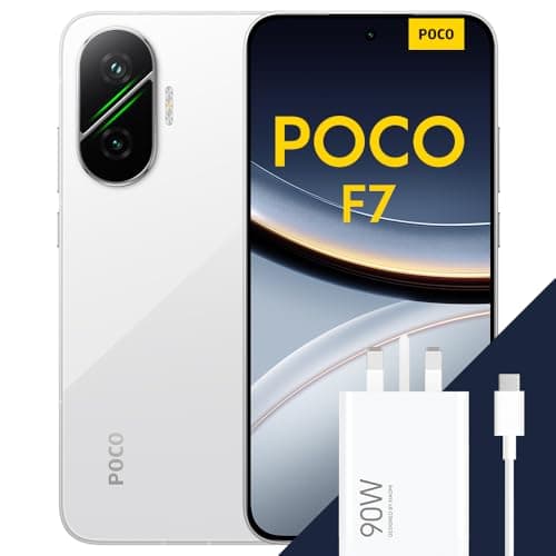 POCO F7 Smartphone, 12+512GB, White, Flagship Snapdragon® 8s Gen 4, 6500mAh battery, 50MP Sony camera with OIS, 6.83" 1.5K 120Hz AMOLED display (Included power adapter)