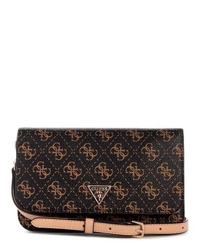 GUESS Noelle II Crossbody Flap Organizer, Bolso Bandolera Mujeres, Logo Marrón, Talla única