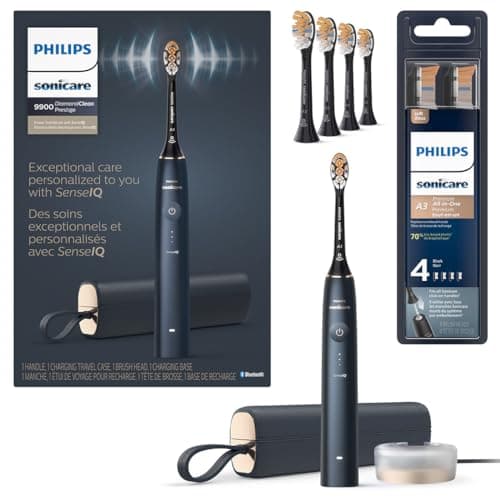 Philips Sonicare DiamondClean Prestige 9900 Spazzolino elettrico ricaricabile con SenseIQ, Midnight