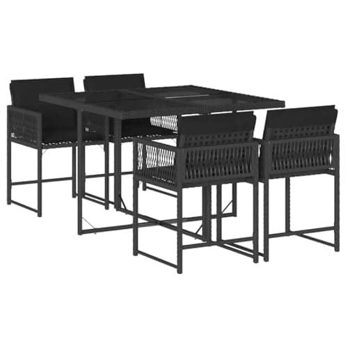 vidaXL Set de Muebles jardín 5 pzas con Cojines ratán sintético Negro