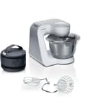 Bosch Serie 4 Planetaria Impastatrice MUM58200, 1000 W, Capiente Ciotola in Acciaio Inox da 3,9 L, 7 Livelli di Velocità, Fruste e Gancio Inclusi, Accessori Lavabili in Lavastoviglie, Bianco, Argento - 1