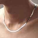 WANGJ Collar de Plata 925 Cadena de Serpiente de 4 mm Hombres Mujeres Pareja Joyería de Plata esterlina Cadena de Hoja - 1