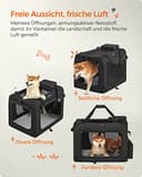 Feandrea Hundebox faltbar, Transportbox Hund, L, Hundetasche, Oxford-Gewebe, Netzstoff, atmungsaktiv tragbar transportabel, Metallrahmen, mit Griffen, Taschen, 70 x 52 x 52 cm, schwarz PDC70H - 8