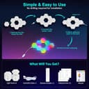 MeRGBW-Home 12 Pannelli LED Hexagon Luminoso, RGB Hexa Luci a Muro per Interni con APP, Cambia Colore a Ritmo di Musica, Lampade da Parete Esagonale per Gaming, Cameretta, Soggiorno, Sala Giochi - 7