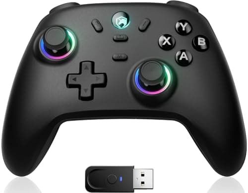 ECHTPower PC Wireless Controller, 1000Hz Gaming-Controller mit RGB/Hall-Joystick/Turbo/Vibration/800mAh Wiederaufladbare Batterie, Wireless-Controller für PC/Switch 2/Switch/Steam Deck/Android/iOS/TV