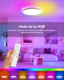 AIKVSXER Plafón LED Inteligente 24W Ø30 cm, Luz RGB Multicolor con Cambio de Color, Iluminación Blanca Regulable 3000–6500K, Control Remoto y App, Perfecto para Dormitorio, Salón y Espacios de Ocio - 2