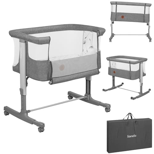 lionelo Aurora 3in1 Culla Co-sleeping e Lettino da viaggio per neonato bambini fino 9kg Regolabile in altezza e Inclinazione Parete aperta rete traspirata Materasso innovativo Zanzariera