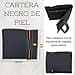Planta Color Cartera de Piel para Hombre Hecha artesanalmente en Ubrique Hombres y jóvenes, Incluye Llavero y Pulsera de temática española. (87 Negro Grabado Elástico) - 2