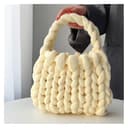 LSYHHXC Borsa Fatta a Mano in Lana Islandese Super Spessa, Borsa Lavorata a Mano e Fatta a Mano(Beige,22x18x13cm) - 3
