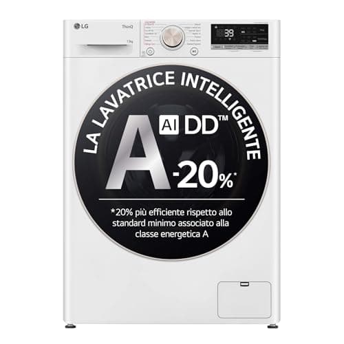 LG AI DD F4R7013TSWG - Lavadora de 13 kg, de carga frontal, serie R7, lavadora clase A -20%, 1400 rpm, TurboWash 360, vapor en 7 programas, Wi-Fi, Inverter Direct Drive, libre instalación, color