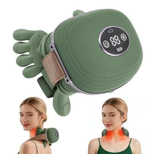 Massaggiatore Cervicale Schiena e Collo 4D con Calore 3 Modalità 2 Temperature Massaggiatore Elettrico Schiena e Collo Senza Fili 2000mAh Ricaricabile Portatile Neck Massager Regalo Donna Uomo